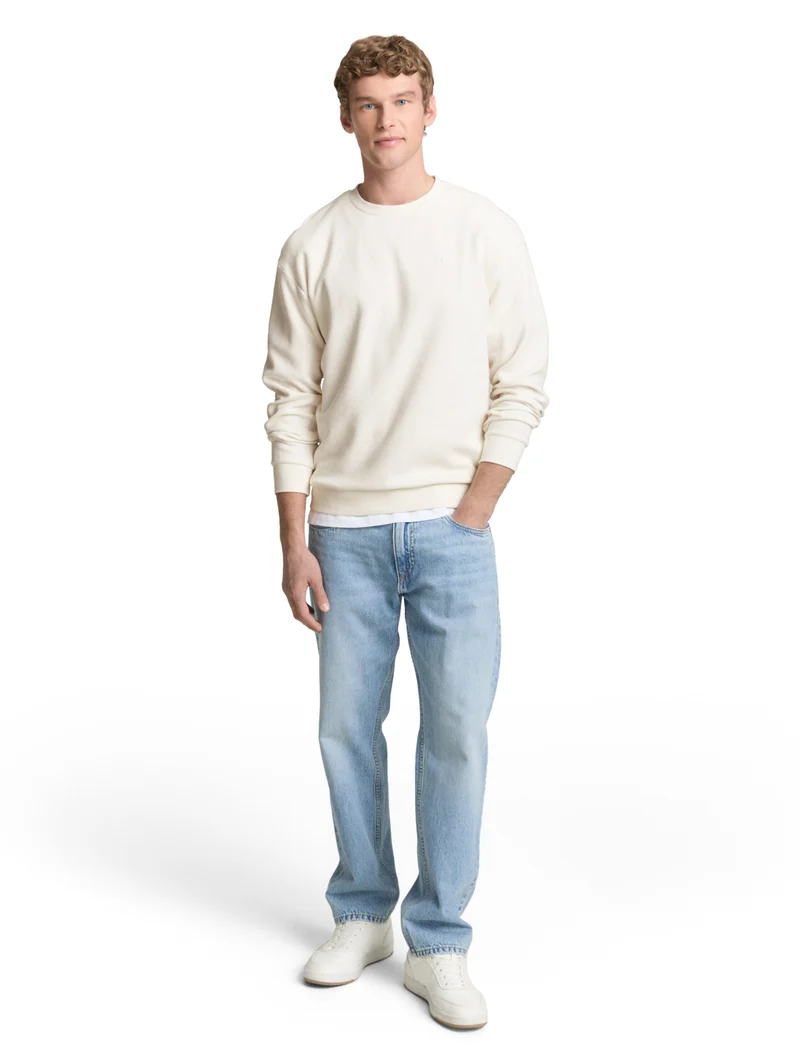 structured crew neck, Wool White
