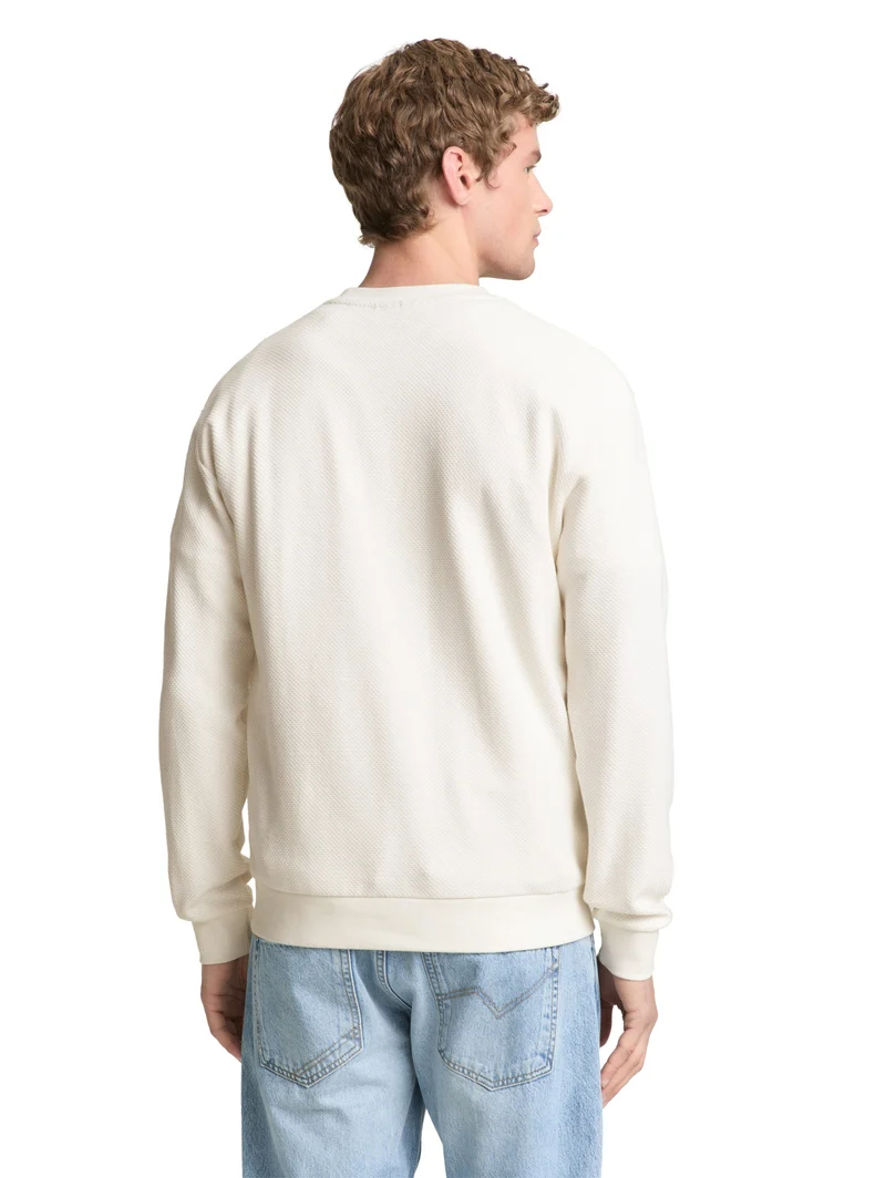 structured crew neck, Wool White