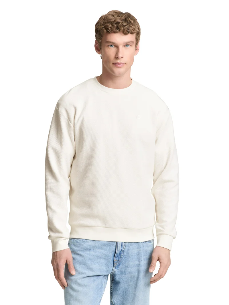 structured crew neck, Wool White