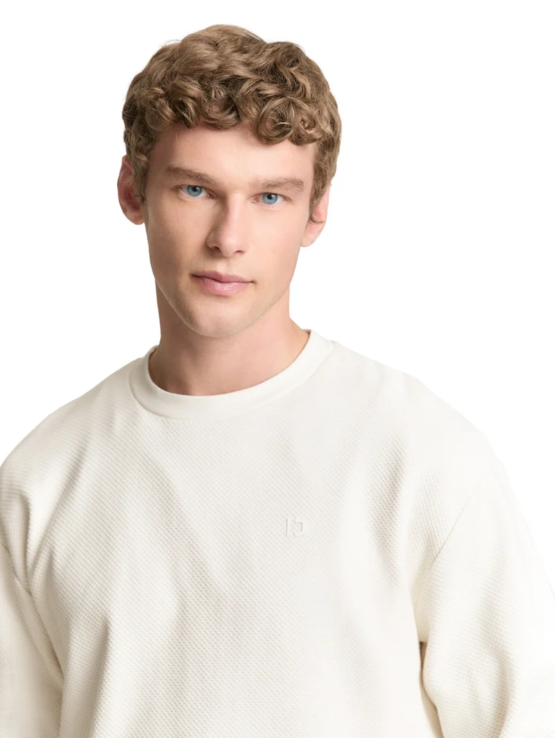 structured crew neck, Wool White