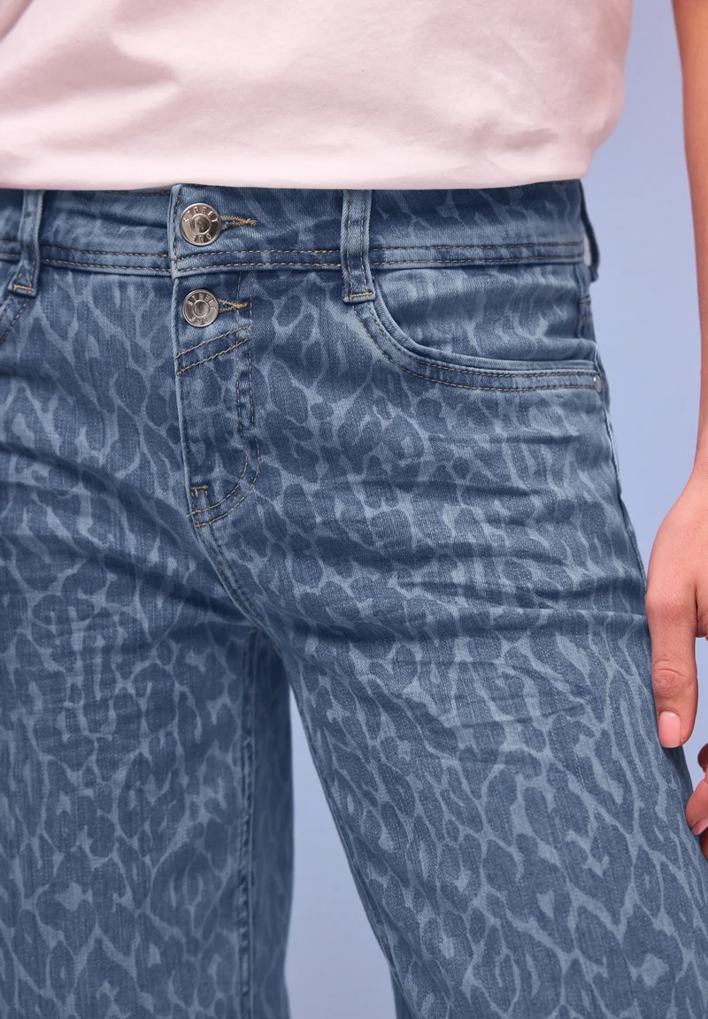Style Amalia Straight Leg,mw,l, Mid Blue Leo Laser