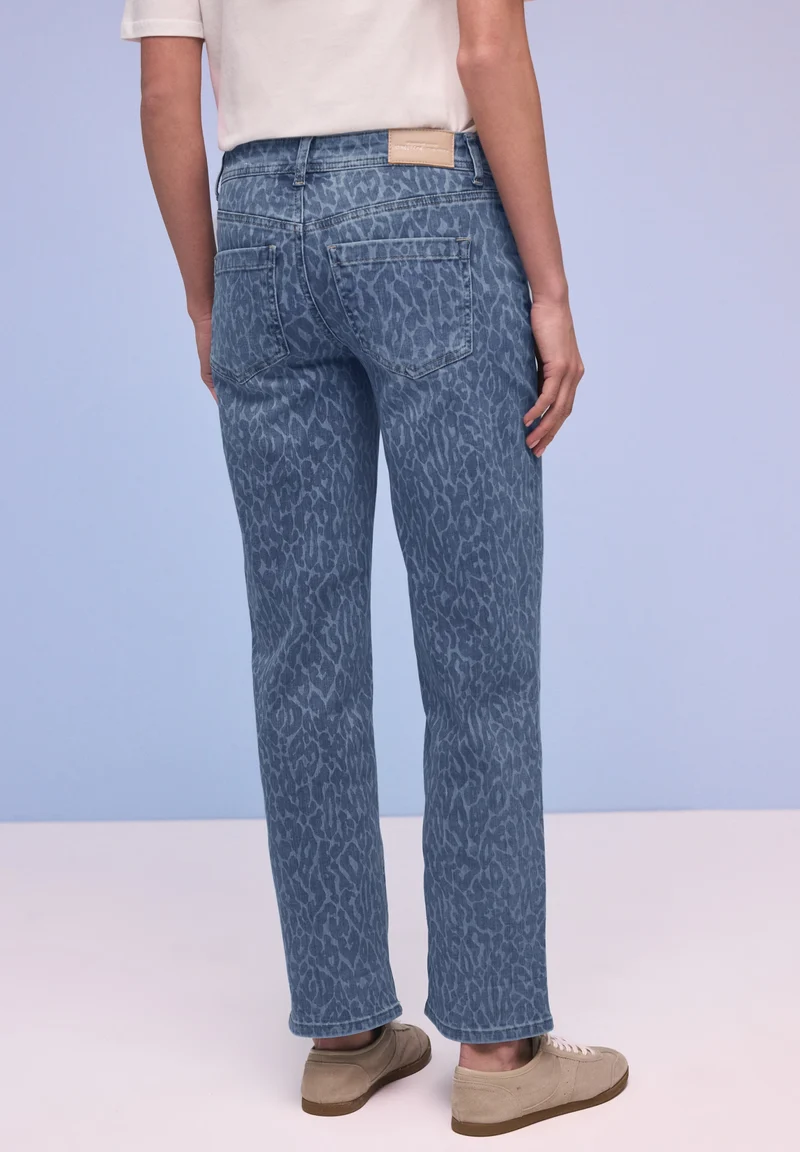 Style Amalia Straight Leg,mw,l, Mid Blue Leo Laser