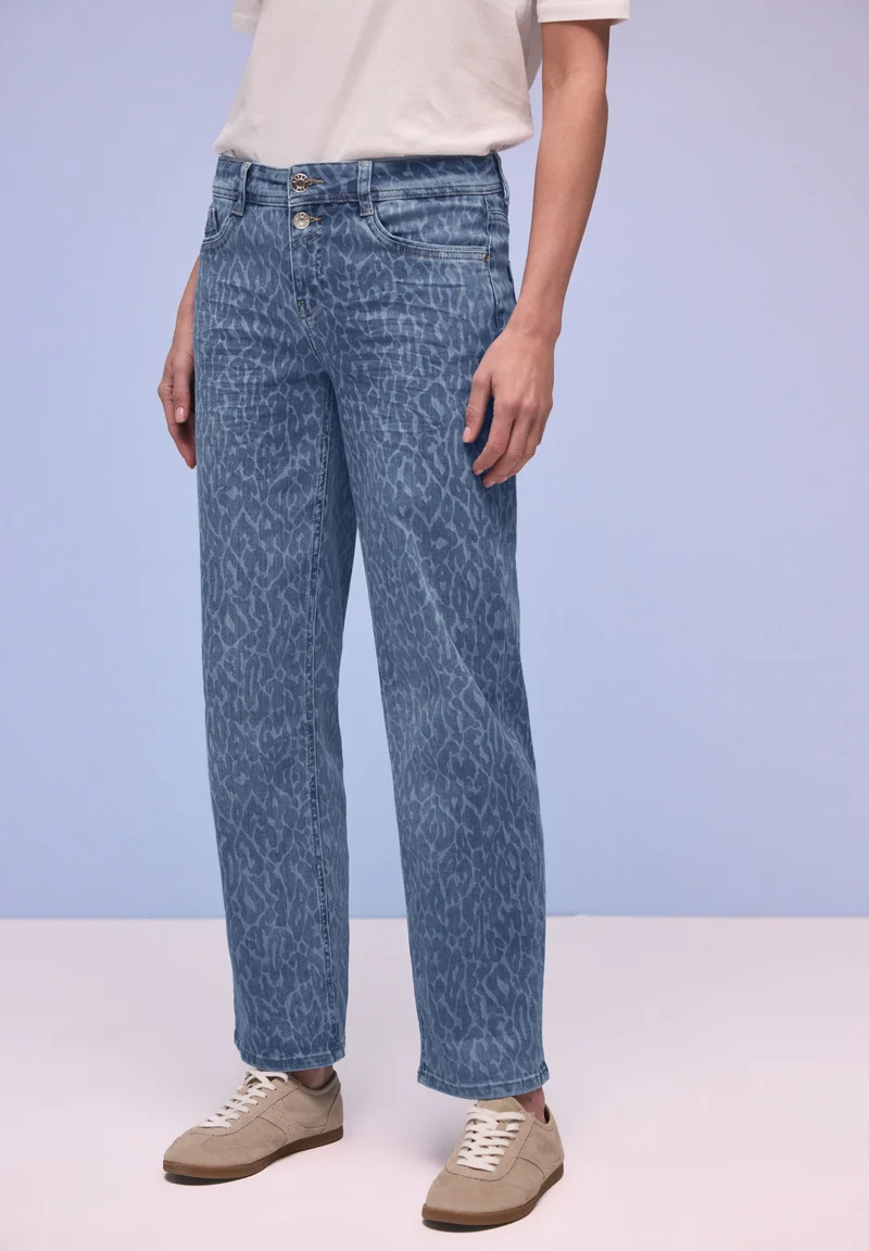 Style Amalia Straight Leg,mw,l, Mid Blue Leo Laser