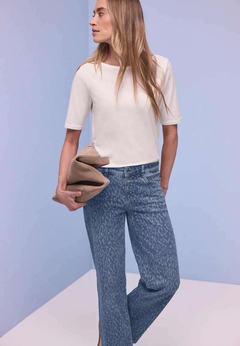 Style Amalia Straight Leg,mw,l, Mid Blue Leo Laser