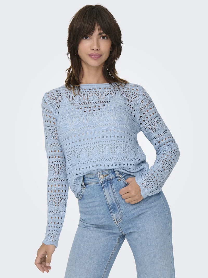 JDYSUN LAY L/S BOATNECK PULLOV. KNT, Cashmere Blue