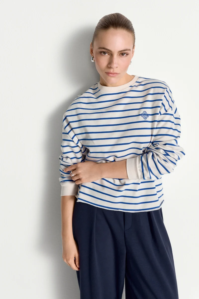 O Striped Sweatshirt, royal blue