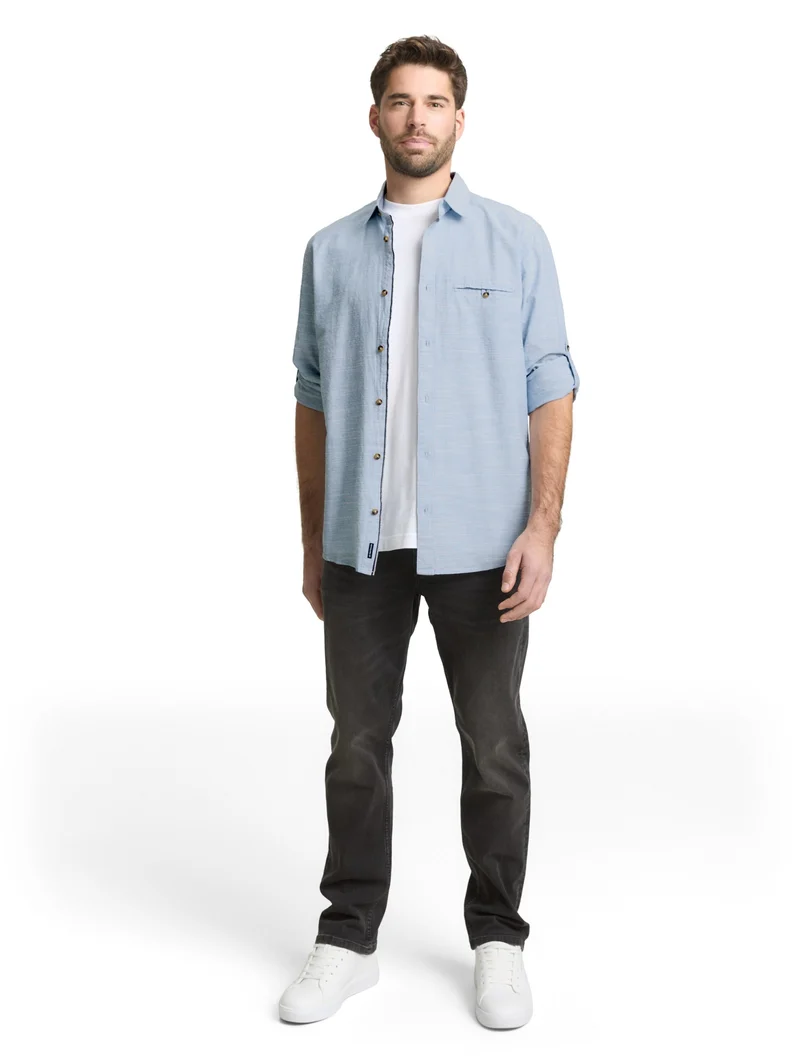 structured shirt, blue petrol structure