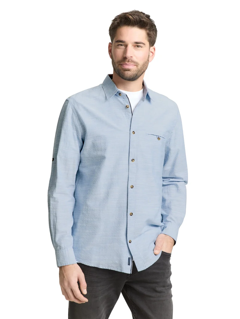 structured shirt, blue petrol structure