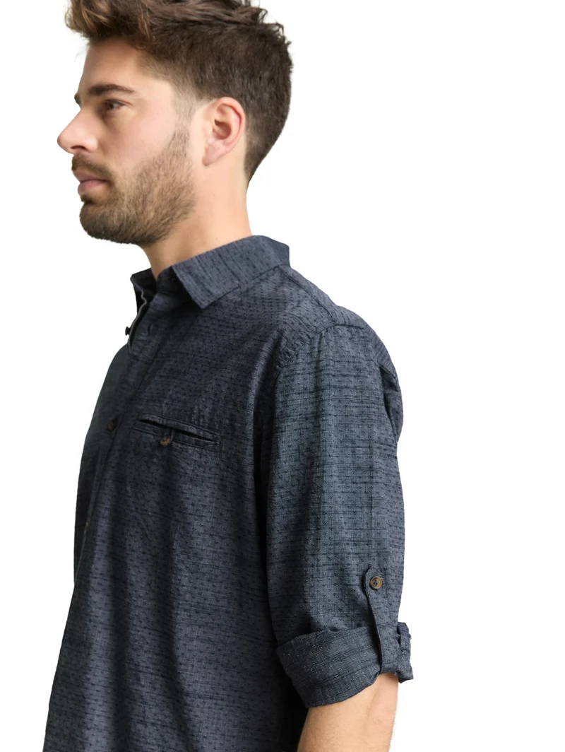 structured shirt, navy blue structure