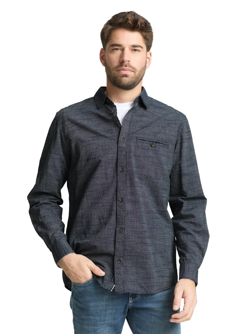 structured shirt, navy blue structure