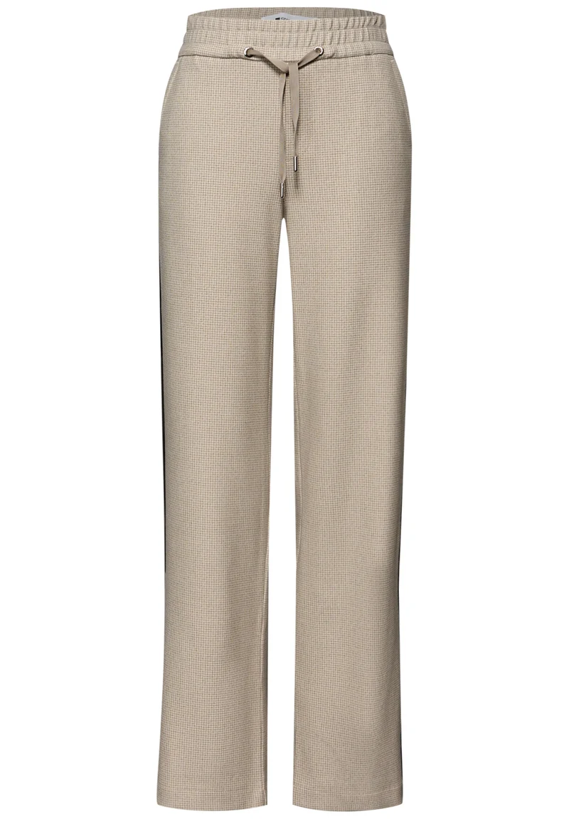 Straight Leg MW Pepita with Ga, cotton beige