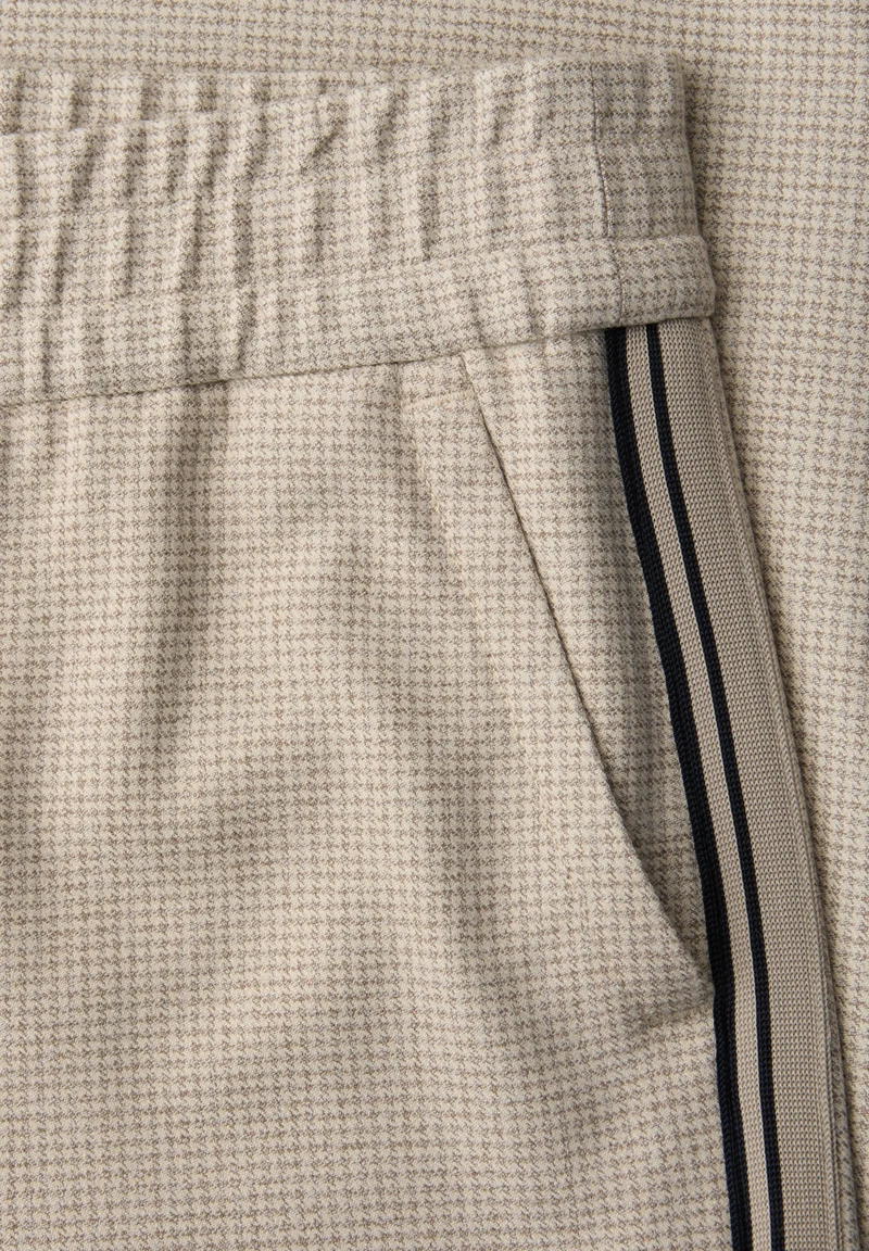 Straight Leg MW Pepita with Ga, cotton beige