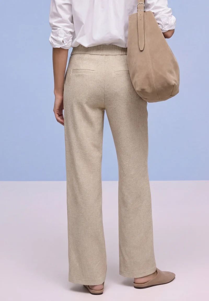 Straight Leg MW Pepita with Ga, cotton beige