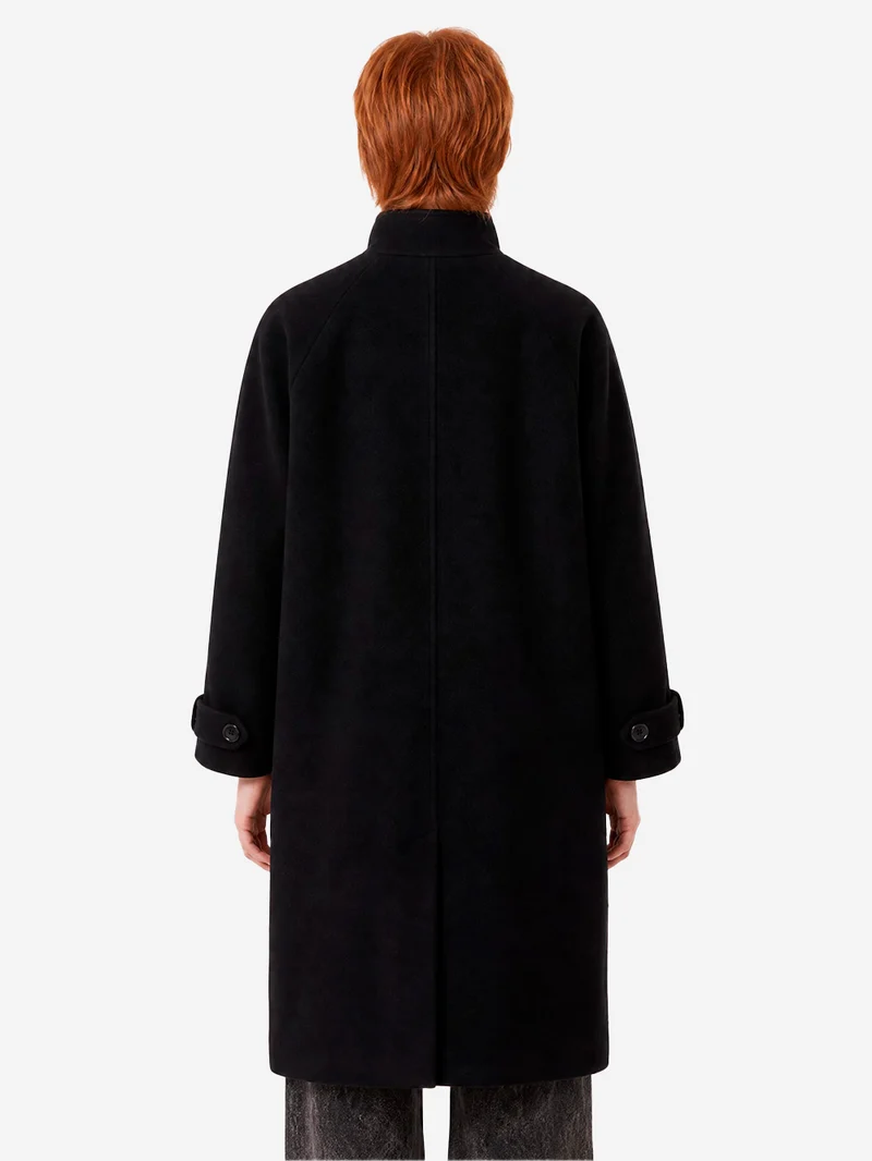 Cappotto Lungo Doppiopetto 'Bleeckett' in misto lana nera