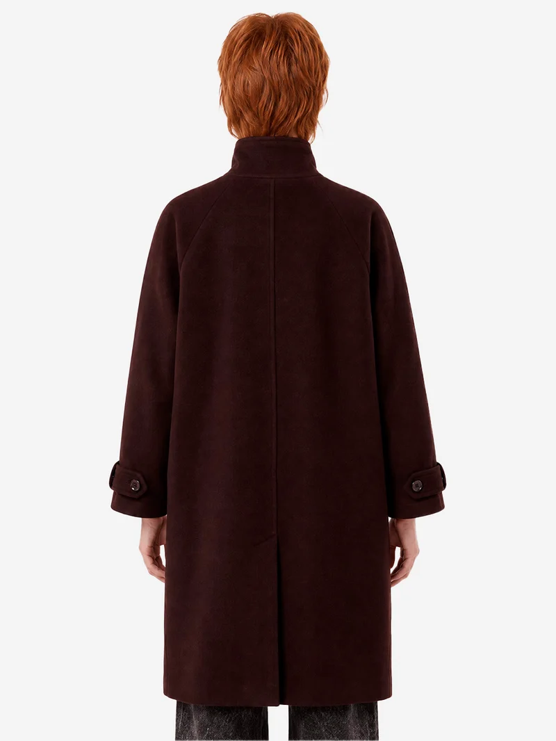 Cappotto Lungo Doppiopetto 'Bleeckett' in misto lana marrone