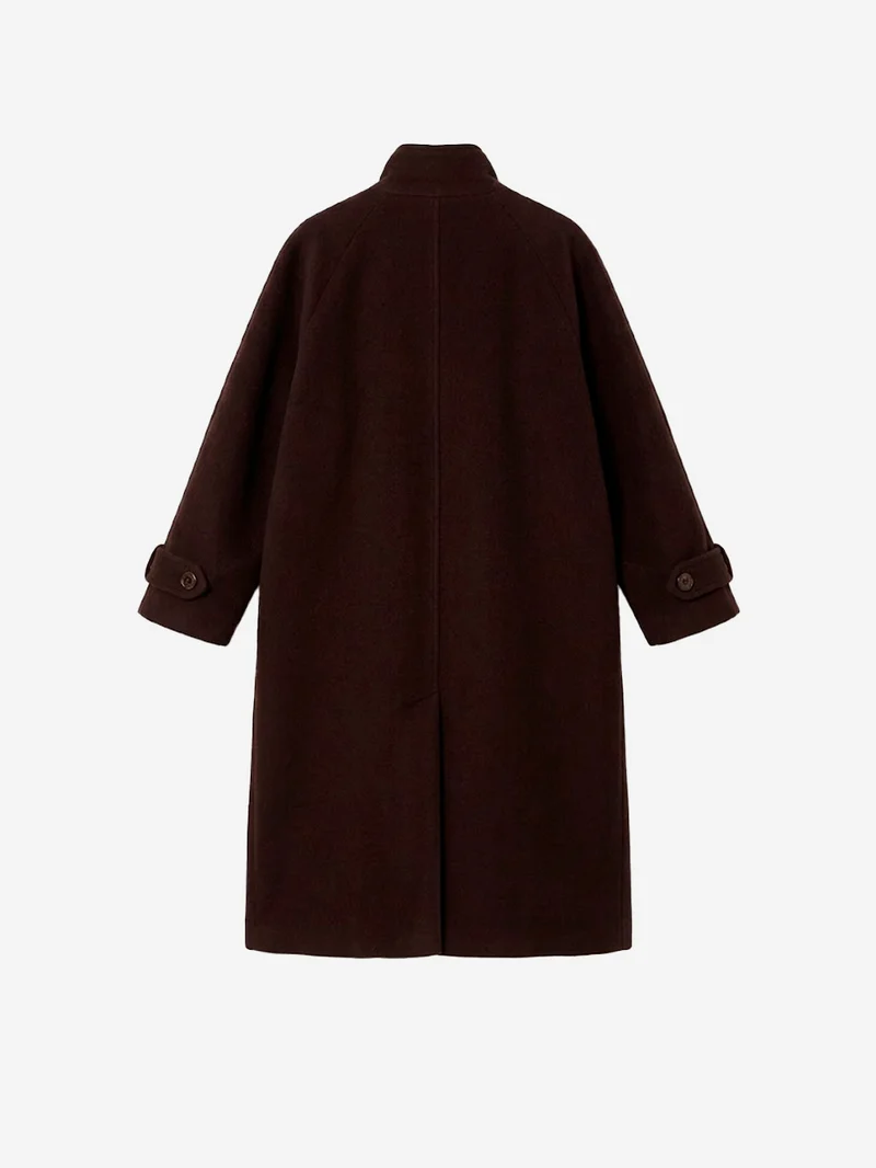 Cappotto Lungo Doppiopetto 'Bleeckett' in misto lana marrone