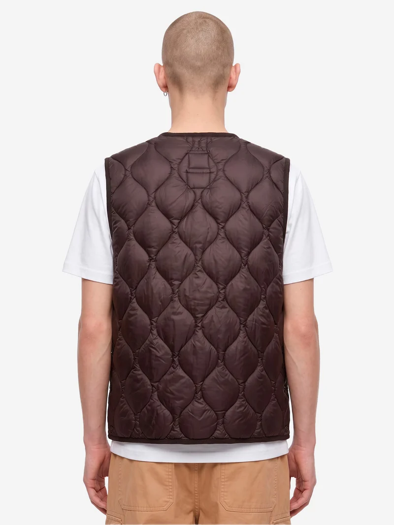 Gilet girocollo marrone Military imbottito in piuma