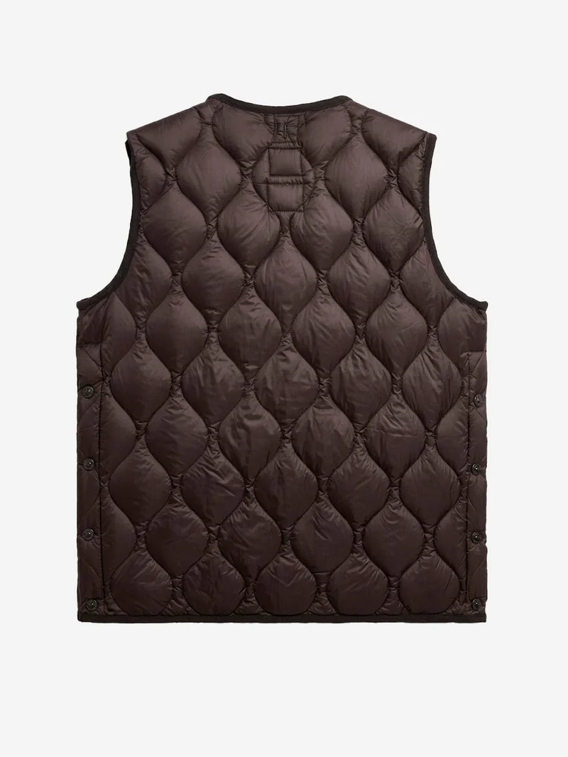 Gilet girocollo marrone Military imbottito in piuma