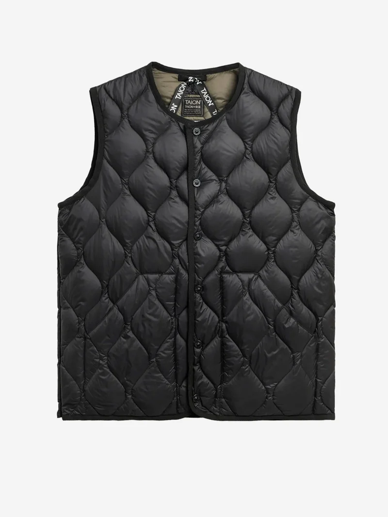Gilet girocollo nero Military imbottito in piuma