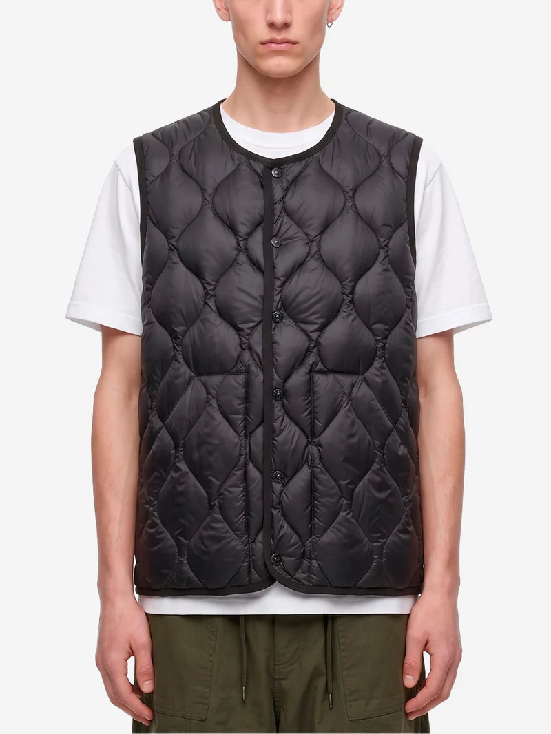 Gilet girocollo nero Military imbottito in piuma