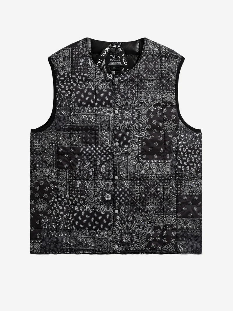 Gilet girocollo imbottito con stampa black bandana