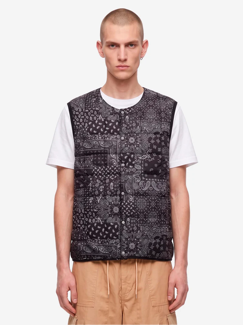 Gilet girocollo imbottito con stampa black bandana