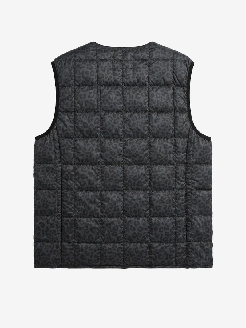 Gilet girocollo imbottito con stampa leopardata nera