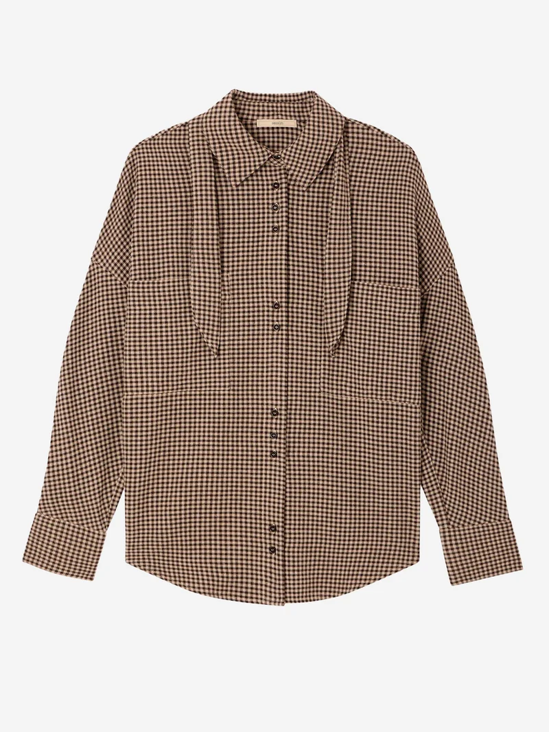 Camicia a quadri Vichy con foulard rimovibile