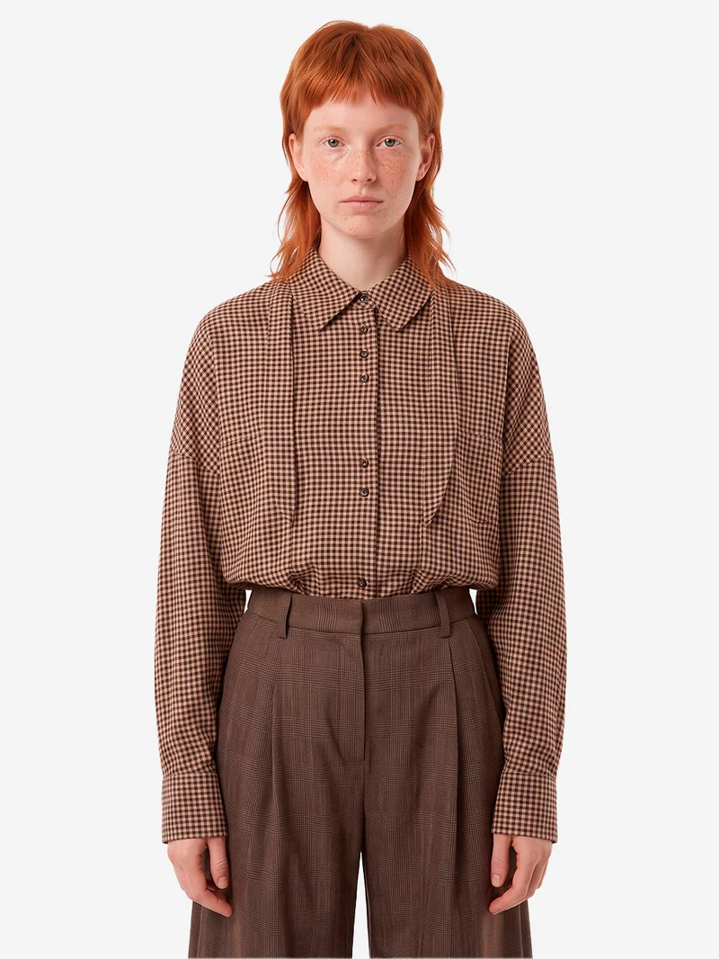Camicia a quadri Vichy con foulard rimovibile