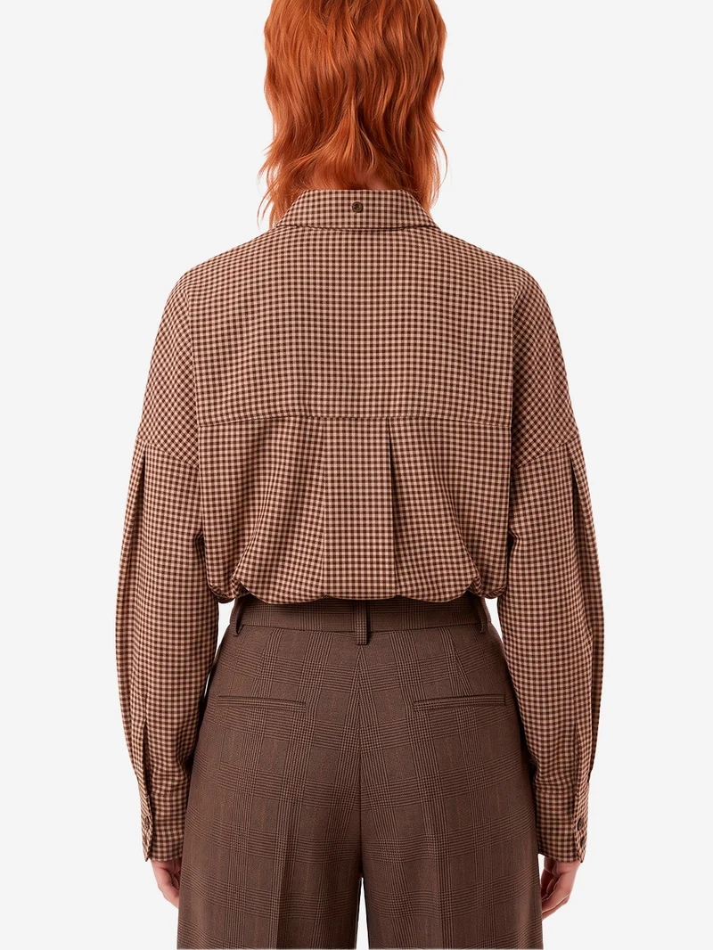 Camicia a quadri Vichy con foulard rimovibile