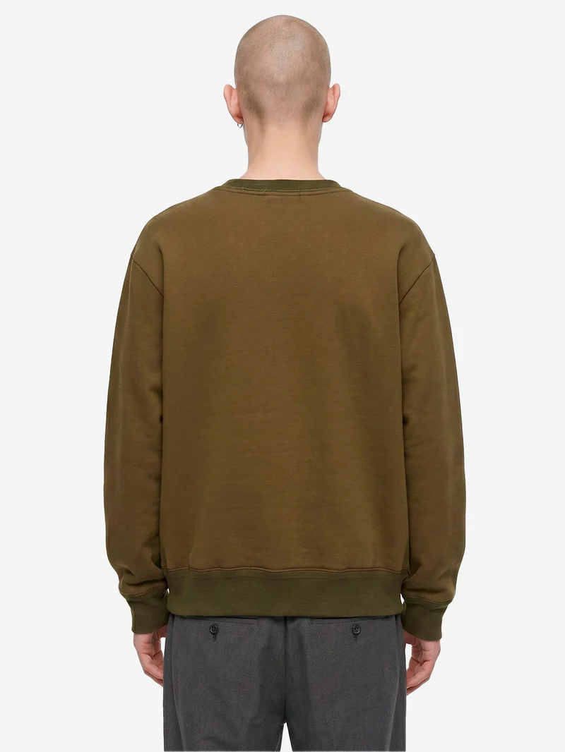 Felpa girocollo raw-cut khaki con tasca con zip