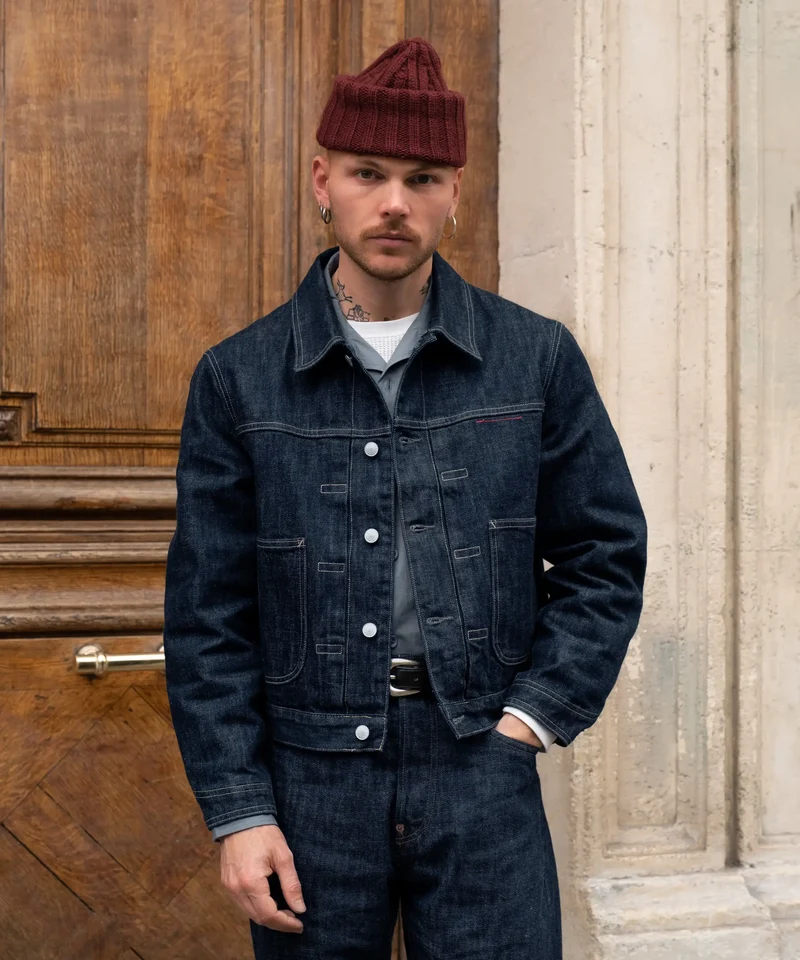 THE PLEATED SELVEDGE DENIM JACKET