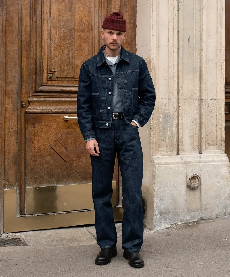 THE PLEATED SELVEDGE DENIM JACKET