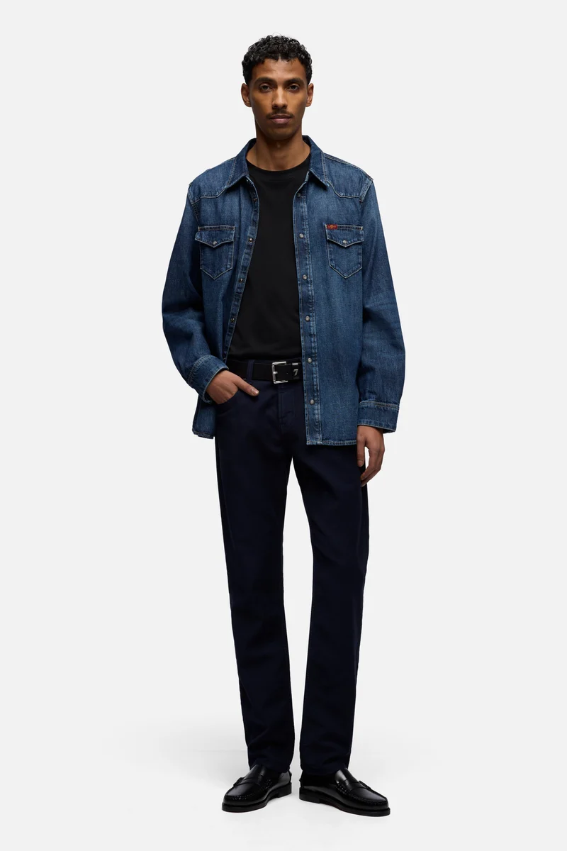 LONG SLEEVE WESTERN SHIRT in Denim Duster