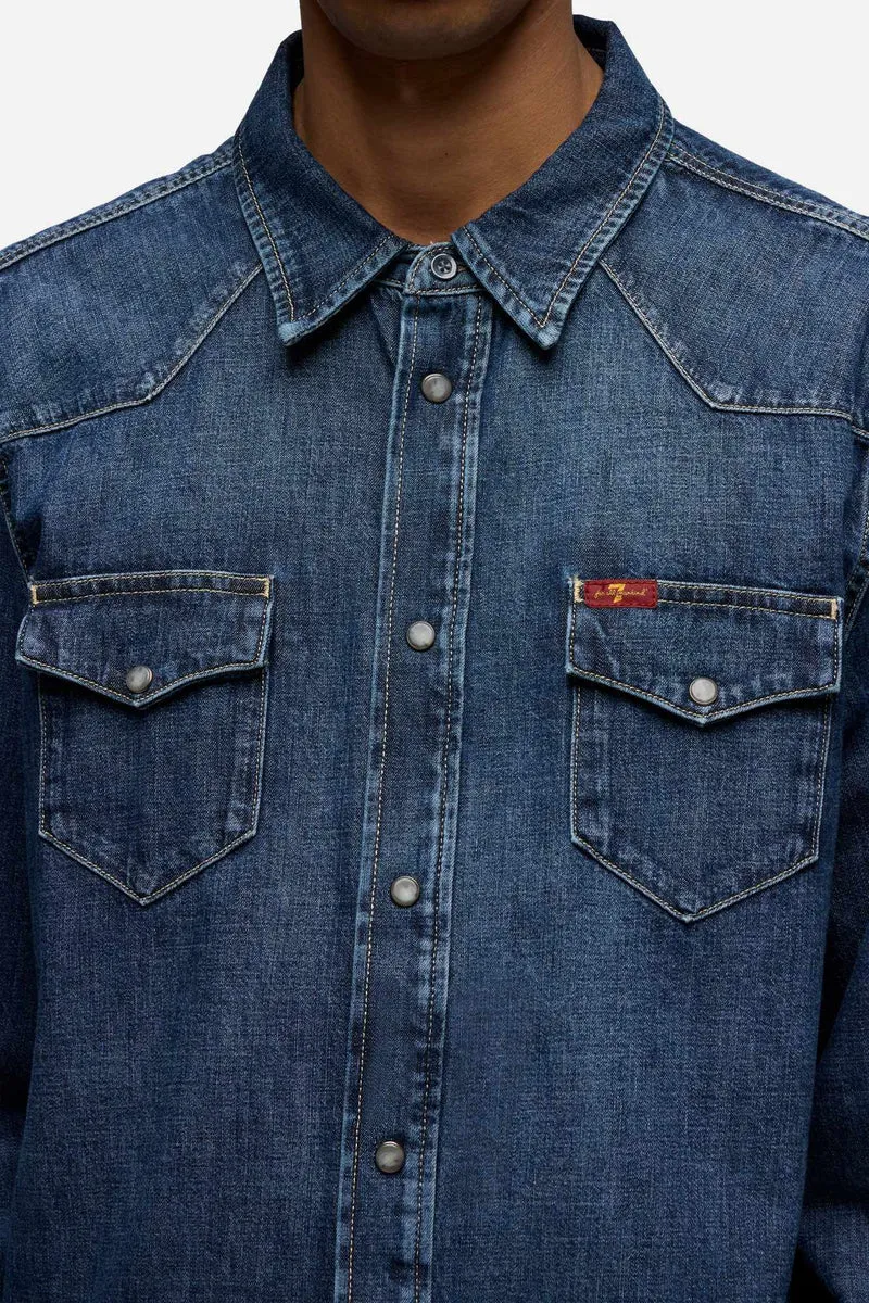 LONG SLEEVE WESTERN SHIRT in Denim Duster
