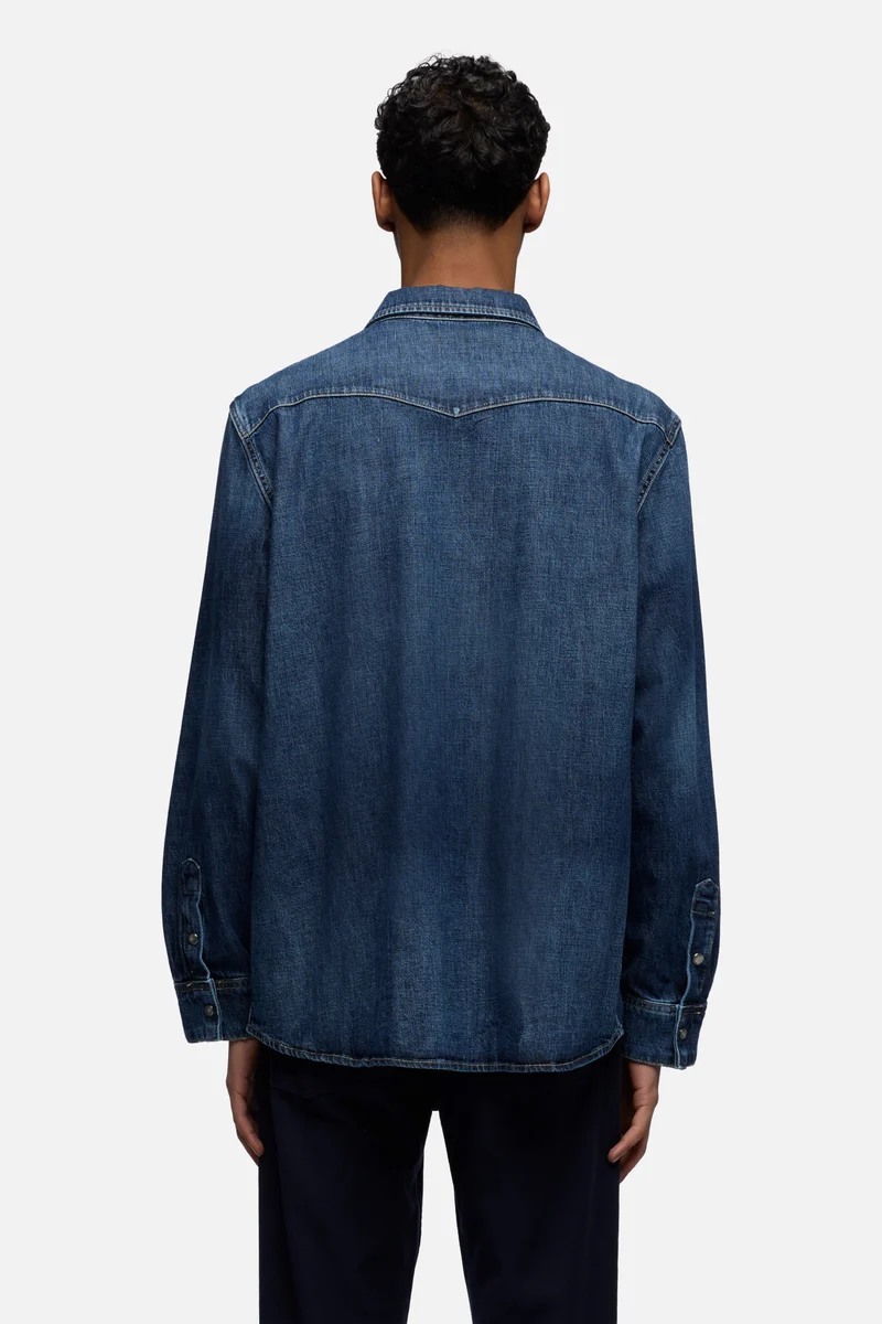 LONG SLEEVE WESTERN SHIRT in Denim Duster