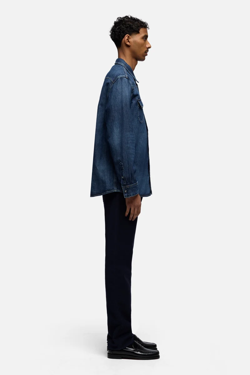 LONG SLEEVE WESTERN SHIRT in Denim Duster