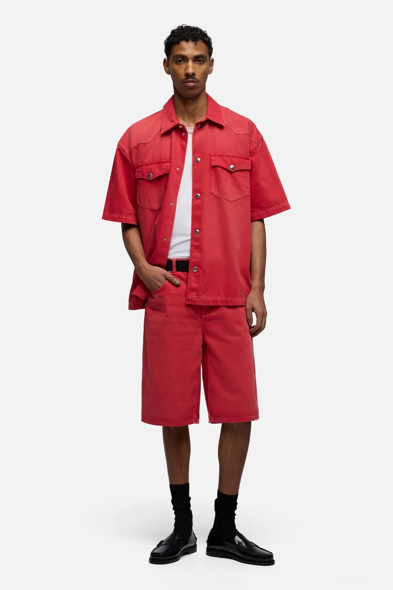 SHORT SLEEVE WESTERN OVERSHIRT in Denim Postbox