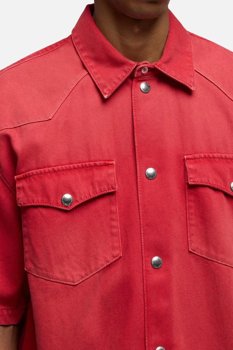 SHORT SLEEVE WESTERN OVERSHIRT in Denim Postbox
