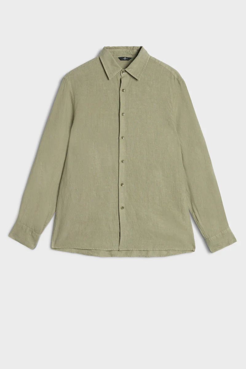 CLASSIC BUTTON UP SHIRT in Linen Army