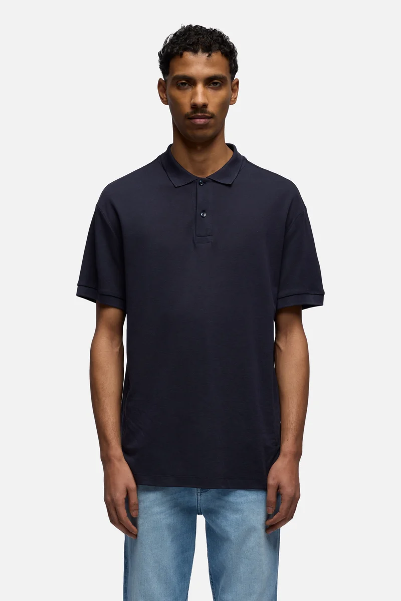 SHORT SLEEVE POLO in Lyocell Navy