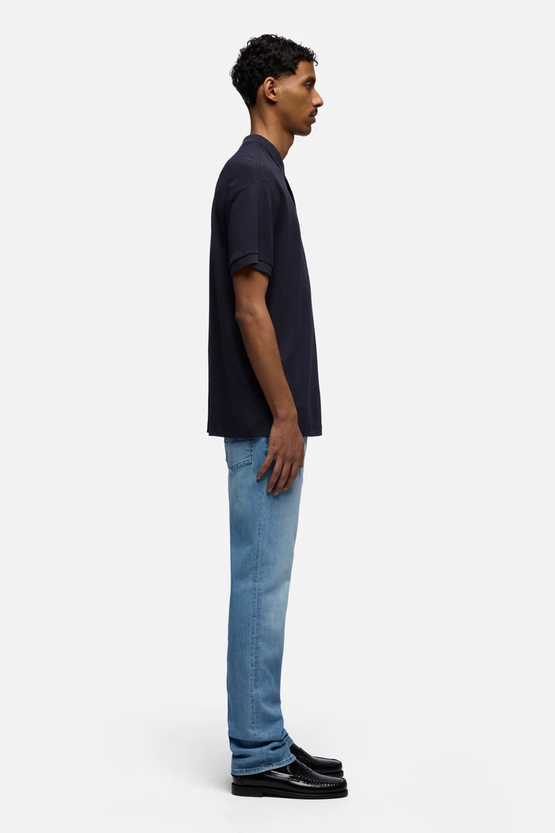 SHORT SLEEVE POLO in Lyocell Navy