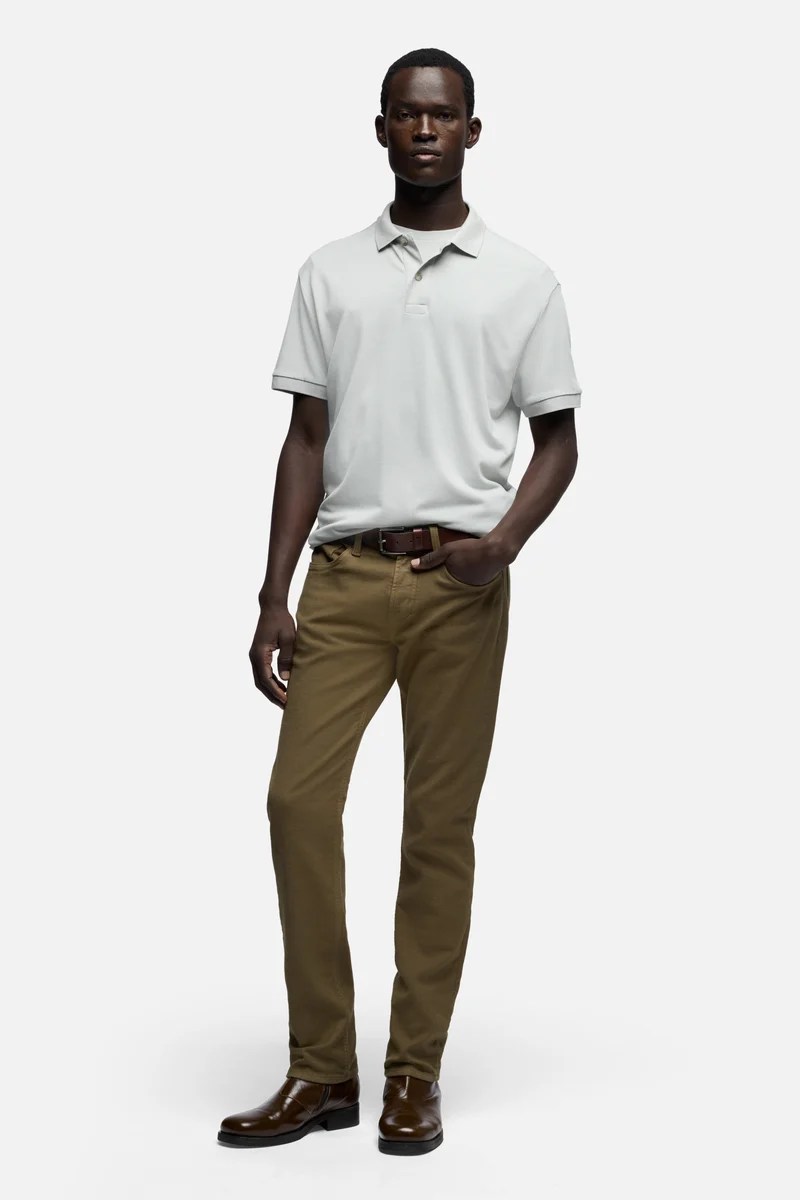 SHORT SLEEVE POLO in Lyocell Dusty Blue