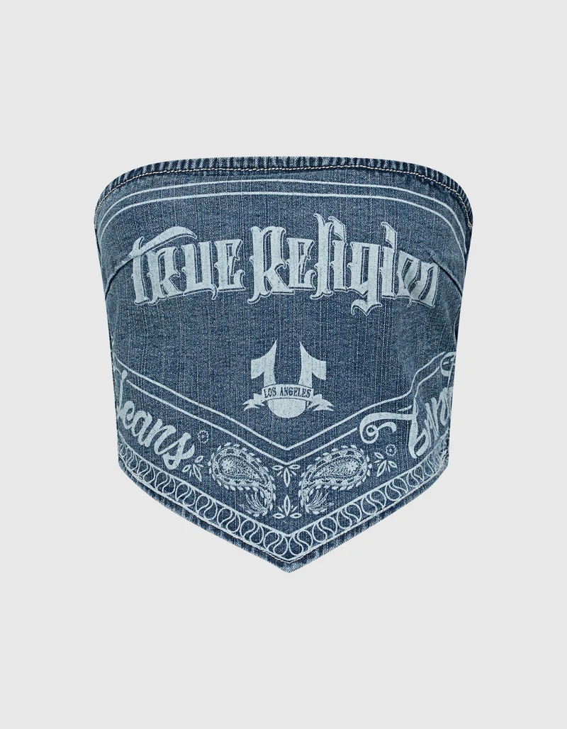 Bedrucktes Denim Scarf-Top