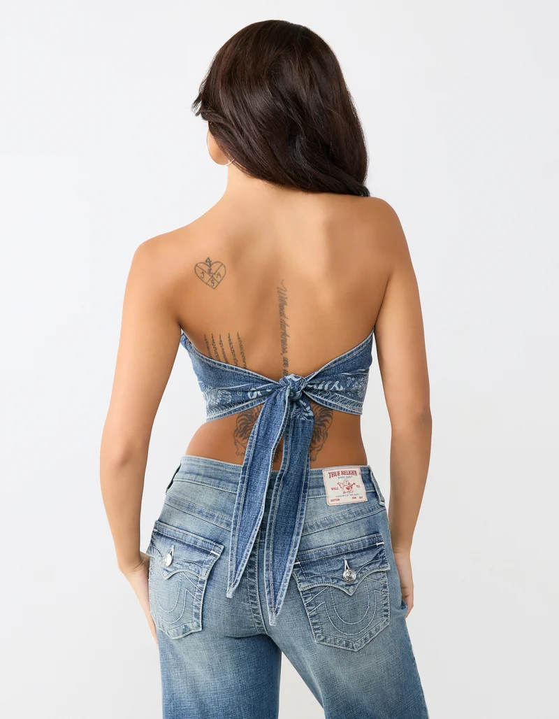 Bedrucktes Denim Scarf-Top