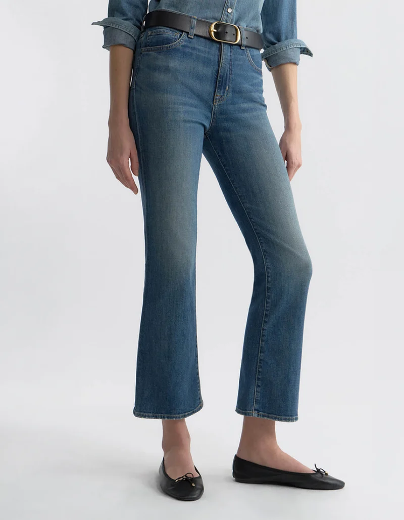 Mid-Waist Cropped Boot Cut Jeans Jean