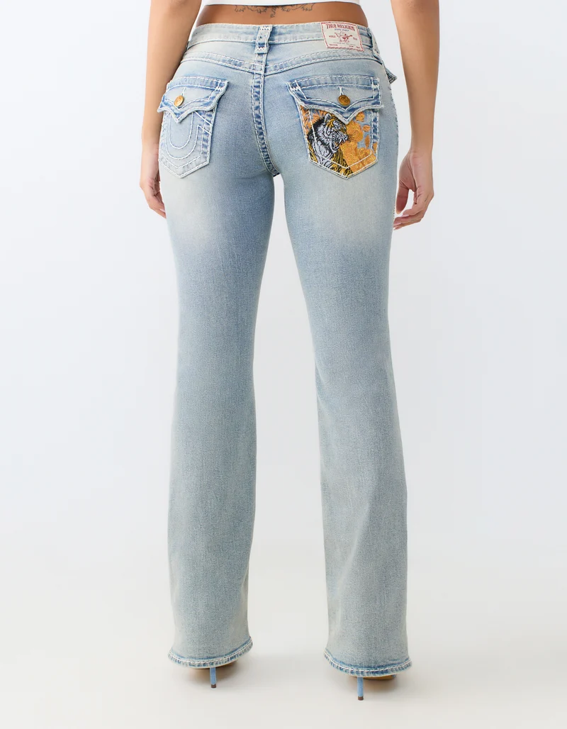 Mid Rise Bootcut Jeans Becca mit dekorativer Stickerei