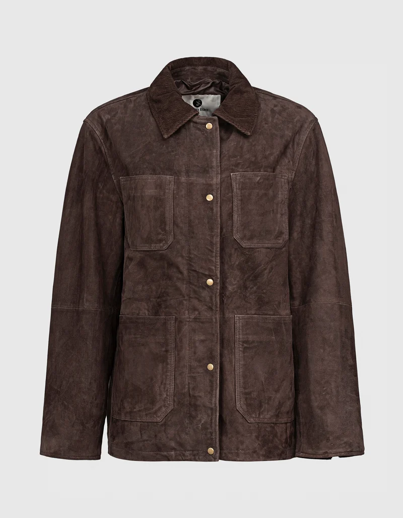 Veloursleder-Jacke Gabby mit Kordkragen