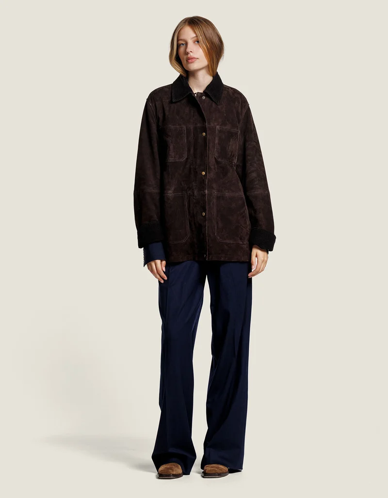 Veloursleder-Jacke Gabby mit Kordkragen