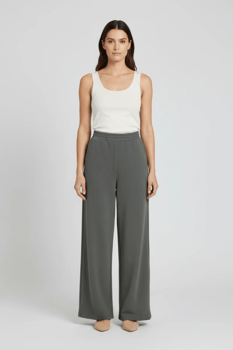 Vila Hose High-Waist Weite Balsam Green